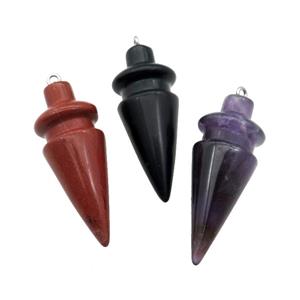 Natural Gemstone Pendulum Pendant Mixed, approx 17-45mm