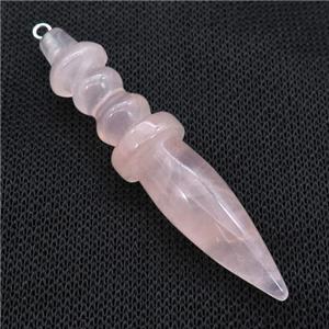 Natural Pink Rose Quartz Pendulum Pendant, approx 14-65mm