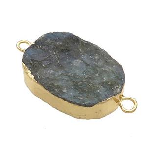 Apatite Oval Connector Rough Gold Plated, approx 20-35mm