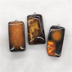 Natural Agate Rectangle Pendant Orange Dye, approx 20-40mm