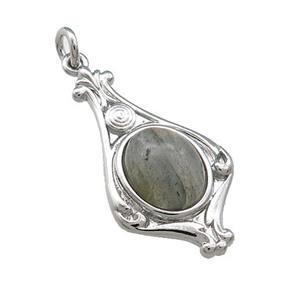 Copper Pendant Pave Labradorite Platinum Plated, approx 8-10mm, 15-28mm