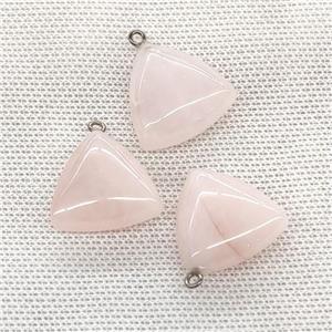 Natural Pink Rose Quartz Triangle Pendant, approx 25mm