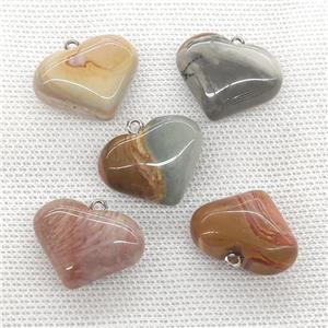 Natural Ocean Agate Heart Pendant, approx 20-25mm