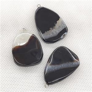 Agate Druzy Teardrop Pendant Twist Black, approx 25-40mm