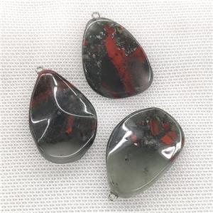 African Bloodstone Teardrop Pendant Twist, approx 25-40mm