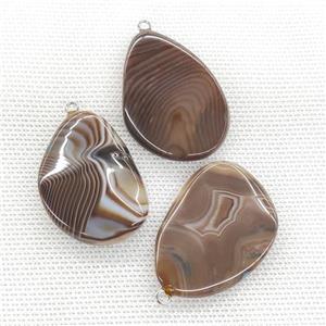 Stripe Agate Teardrop Pendant Twist Coffee, approx 25-40mm