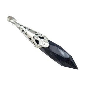 Blue Sandstone Pendulum Pendant Platinum Plated, approx 10-60mm