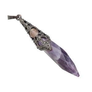 Natural Purple Amethyst Pendulum Pendant Antique Red, approx 10-60mm