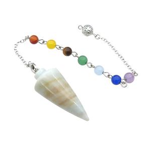 Amazonite Pendulum Pendant With Gemstone Chakra Chain Platinum Plated, approx 18-42mm, 6mm, 16cm length