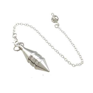 Alloy Dowsing Pendulum Pendant With Chain Platinum Plated, approx 12-35mm, 16cm length