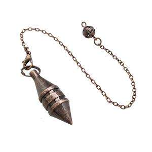 Alloy Dowsing Pendulum Pendant With Chain Antique Red, approx 12-35mm, 16cm length