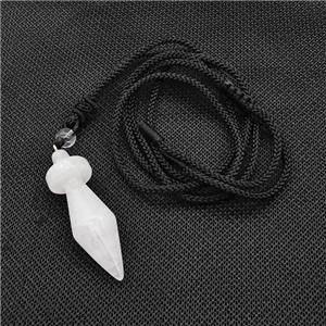 Clear Quartz Pendulum Necklace Black Nylon Rope, approx 14-45mm