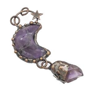 Purple Amethyst Moon Pendant Sun Antique Red, approx 30-35mm, 10-30mm