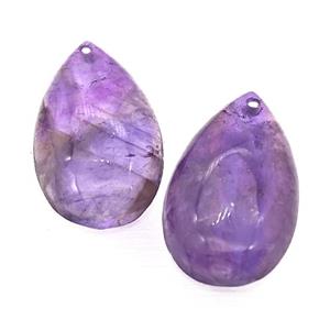 Natural Purple Amethyst Teardrop Pendant Flat Backing, approx 18-30mm