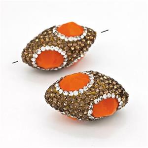 Clay Rice Beads Pave Rhinestone Orange Jadeite Glass, approx 17-35mm