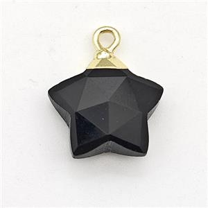 Natural Black Onyx Agate Star Pendant, approx 14mm