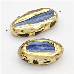 Natural Kyanite Beads Freeform Gold Plated, approx 20-45mm