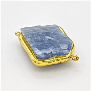 Natural Iolite Nugget Connector Blue Gold Plated, approx 35-40mm