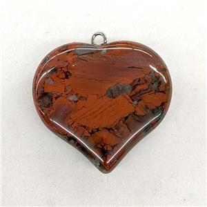 Natural Poppy Jasper Heart Pendant, approx 40mm