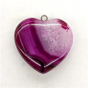 Natural Druzy Agate Heart Pendant Hotpink Dye, approx 40mm