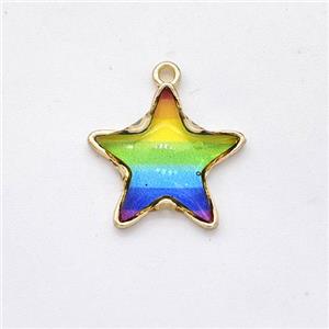 Resin Star Pendant Rainbow, approx 16mm