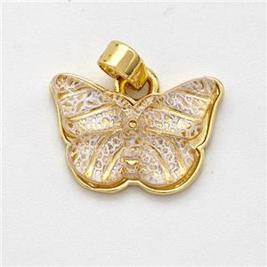 Resin Butterfly Pendant Gold Plated, approx 11-16mm