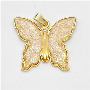 Resin Butterfly Pendant Gold Plated, approx 25-30mm