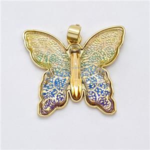 Greenblue Resin Butterfly Pendant Gold Plated, approx 25-30mm