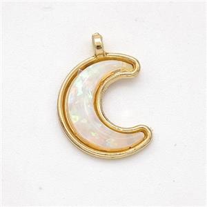 Copper Moon Pendant Pave Fire Opal Gold Plated, approx 11-14mm