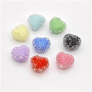 Resin Heart Beads Mixed Color, approx 13mm