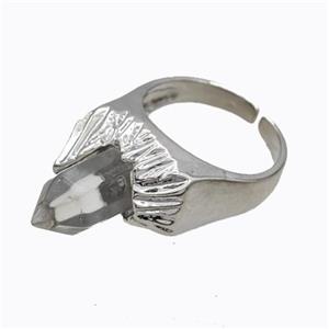 Copper Rings Pave Prism Clear Quartz Platinum Plated, approx 8mm, 18mm dia