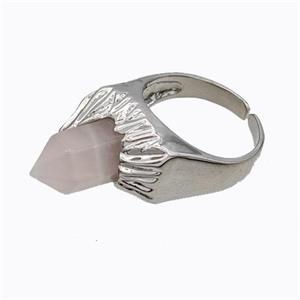 Copper Rings Pave Prism Rose Quartz Platinum Plated, approx 8mm, 18mm dia