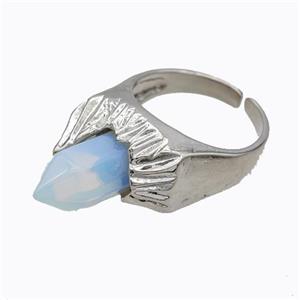 Copper Rings Pave Prism Opalite Platinum Plated, approx 8mm, 18mm dia