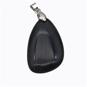 Natural Black Obsidian Teardrop Pendant, approx 18-30mm