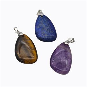 Natural Gemstone Teardrop Pendant, approx 18-30mm