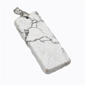 Natural White Howlite Turquoise Rectangle Pendant, approx 20-50mm