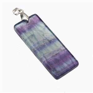 Natural Fluorite Rectangle Pendant Multicolor, approx 20-50mm