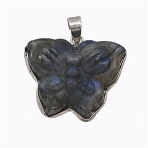 Natural Labradorite Butterfly Pendant Carved, approx 20-25mm