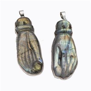 Natural Labradorite Hand Pendant Carved, approx 18-46mm