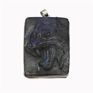 Natural Labradorite Wolf Pendant Carved, approx 30-40mm