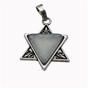 Alloy David Star Pendant Pave Aventurine Antique Silver, approx 25mm