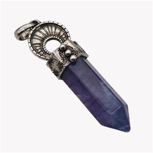 Natural Blue Lapis Lazuli Prism Pendant Dye Alloy Antique Silver, approx 16-60mm