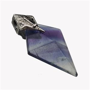 Natural Multicolor Fluorite Arrowhead Pendant Alloy Antique Silver, approx 20-40mm