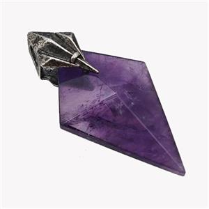 Natural Purple Amethyst Arrowhead Pendant Alloy Antique Silver, approx 20-40mm