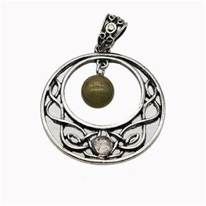 Alloy GoGo Pendant Pave Indian Agate Antique Silver, approx 8mm, 30mm