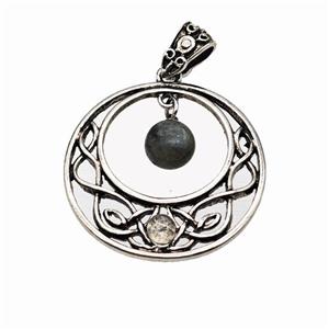 Alloy GoGo Pendant Pave Labradorite Antique Silver, approx 8mm, 30mm
