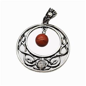 Alloy GoGo Pendant Pave Red Jasper Antique Silver, approx 8mm, 30mm