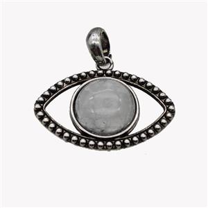 Alloy Eye Pendant Pave Clear Quartz Antique Silver, approx 16mm, 22-35mm