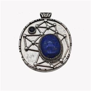 Alloy StarMap Pendant Pave Blue Lapis Antique Silver, approx 13-18mm, 35-40mm