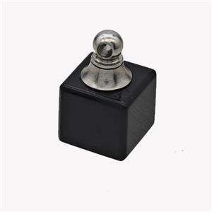 Natural Black Obsidian Perfume Bottle Pendant Cube, approx 12x12mm